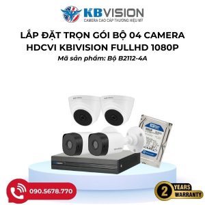 Trọn bộ 04 camera KBVISION 2.0MP