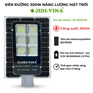 ĐÈN ĐƯỜNG 300W NĂNG LƯỢNG MẶT TRỜI JIDI VINA